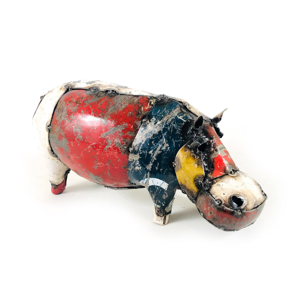Mosaic Recycled Metal Hippo