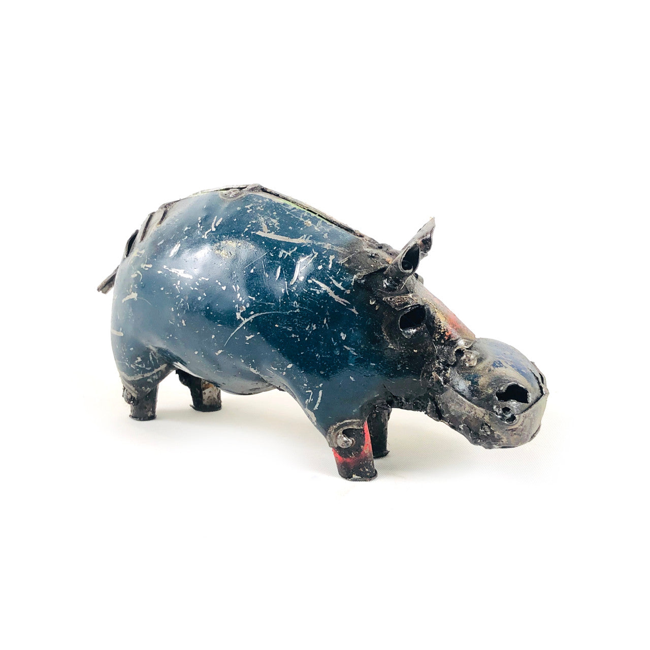 Mosaic Recycled Metal Hippo