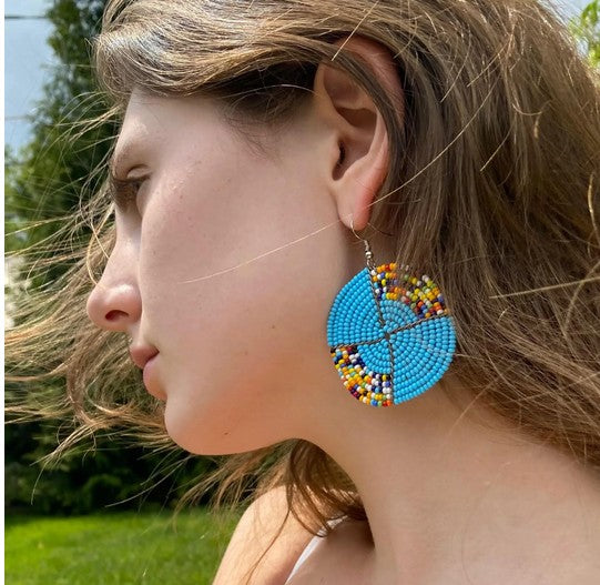 Maasai Turquoise Beaded Earring Set