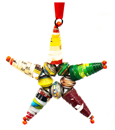 Recycled Paper Star Ornaments Set of 3