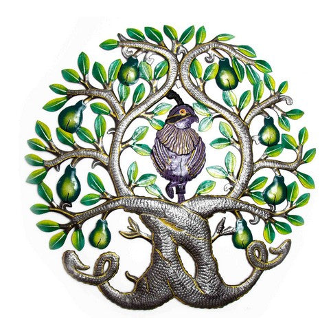 Partridge in a Pear Tree Haitian Metal Art
