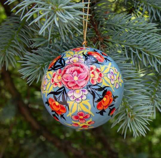 Periwinkle Floral Ornaments Set of 3