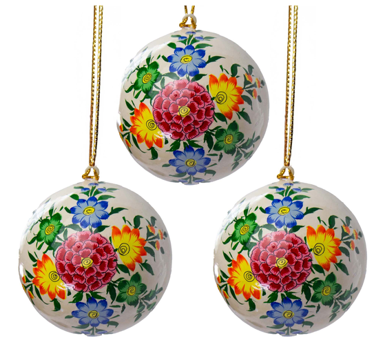 Periwinkle Floral Ornaments Set of 3