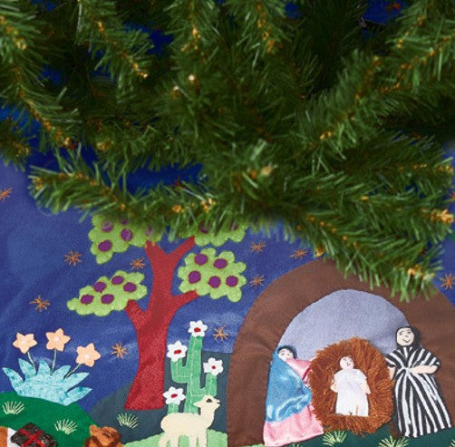 Peruvian Night Sky Nativity Scene Christmas Tree Skirt