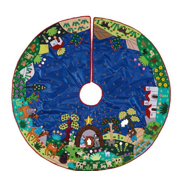Peruvian Night Sky Nativity Scene Christmas Tree Skirt