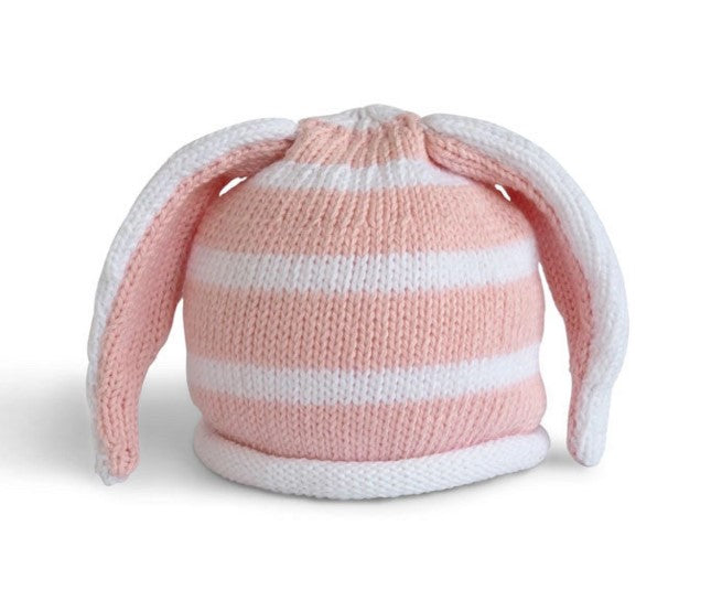 Pink Stripe Floppy Ear Baby Bunny Hat
