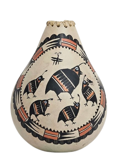 Quail Family Gourd Pot