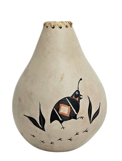 Quail Family Gourd Pot