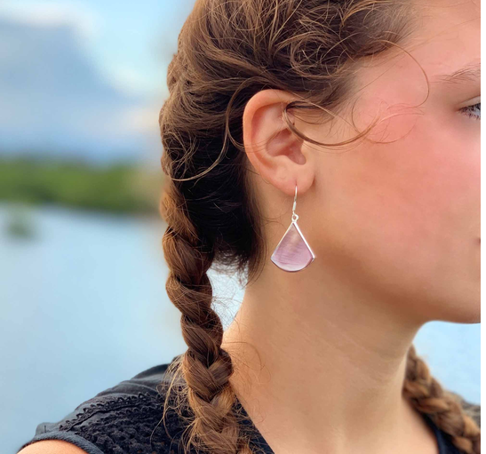 Pink Fan Earrings