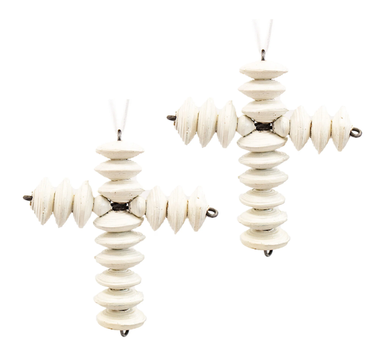 Recycled Paper Cross Ornaments Set