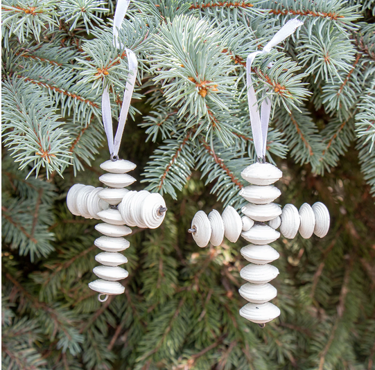 Recycled Paper Cross Ornaments Set