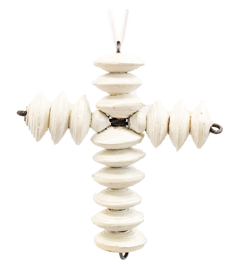 Recycled Paper Cross Ornaments Set