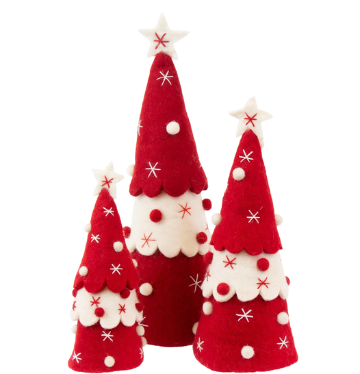 Embellished Christmas Tree Set of 3 (Red)