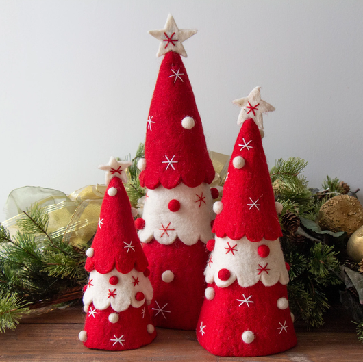 Embellished Christmas Tree Set of 3 (Red)
