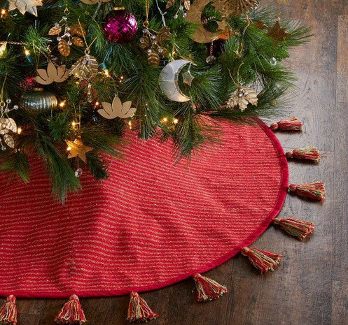 Recycled Red Christmas Tree Skirt