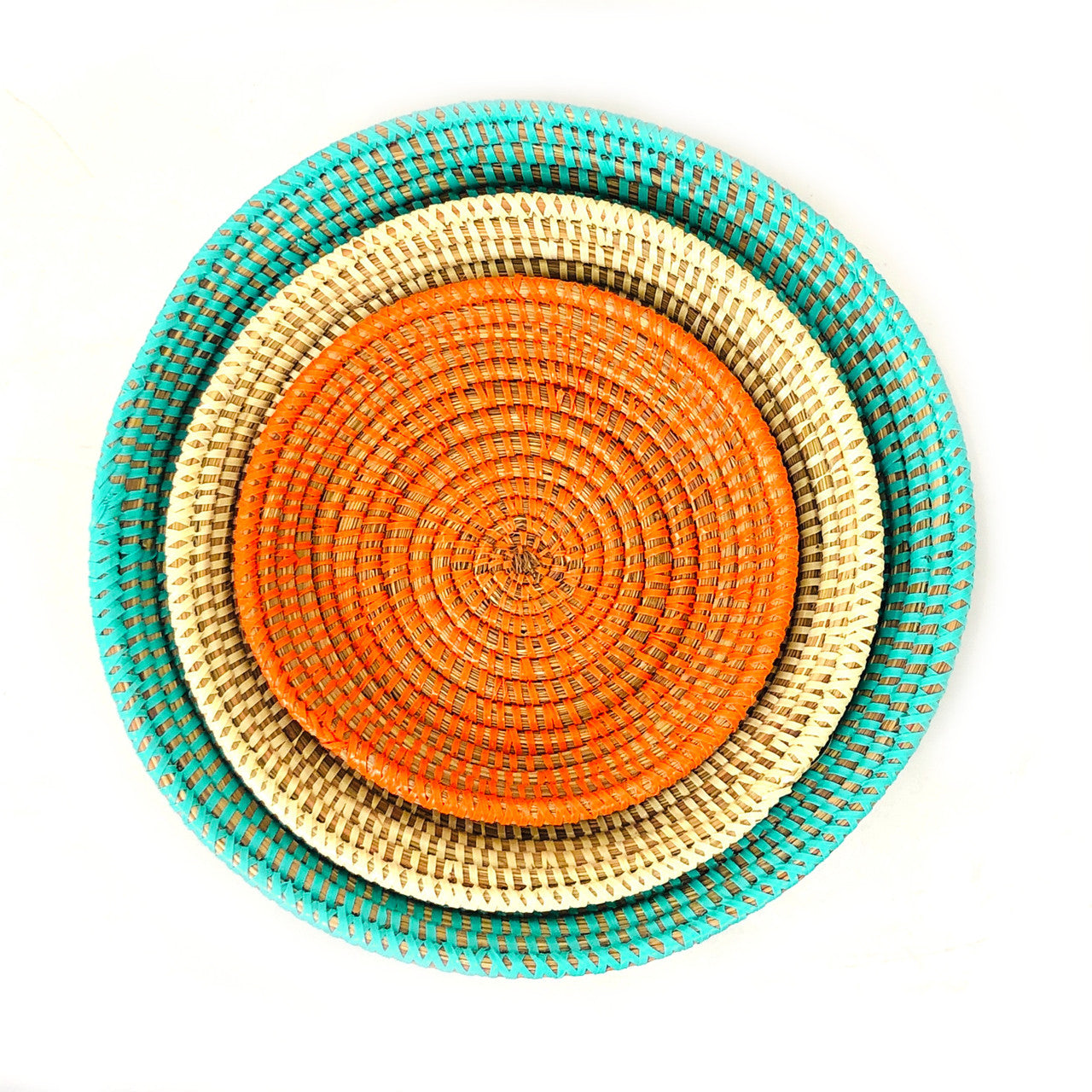 Serving Baskets Set of 3 Turquoise Orange White
