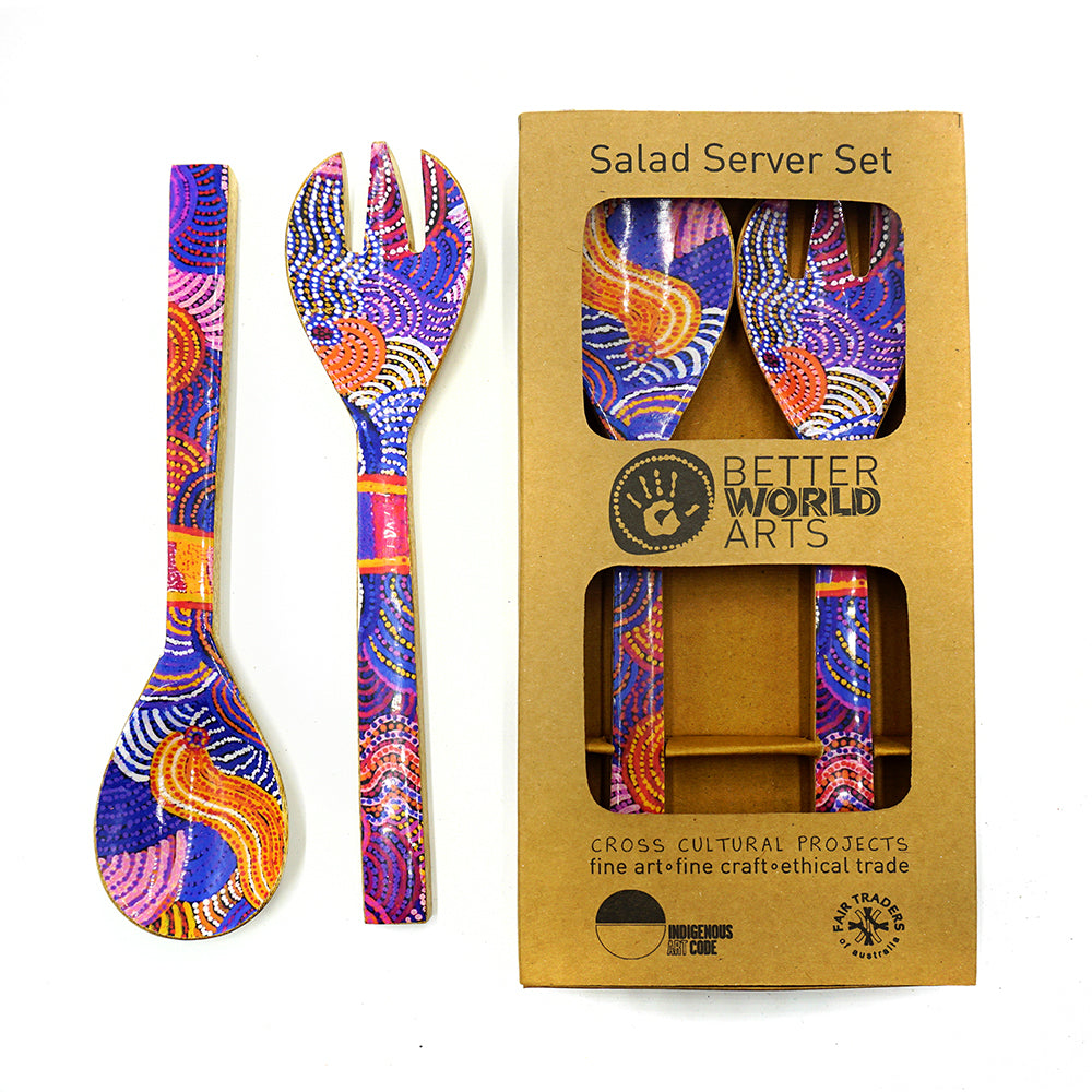 Wooden Salad Server Set Artist Nora Nyutjanka Davidson