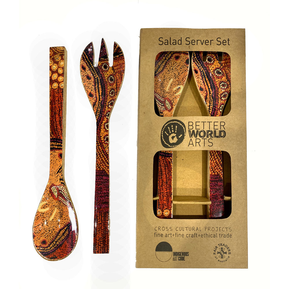 Wooden Salad Server Set Artist Julie Woods