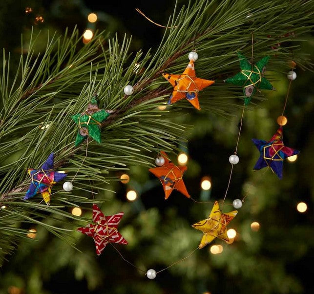 Upcycled Sari Star Garland
