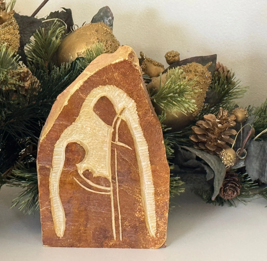 Stone Abstract Holy Family Sculpture