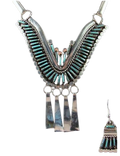 Needlepoint Turquoise Necklace and Earring Set