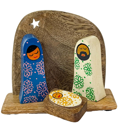 Mango Wood Nativity 4 Piece Set