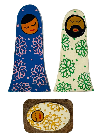 Mango Wood Nativity 4 Piece Set