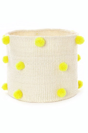 Yellow Pom Pom Basket