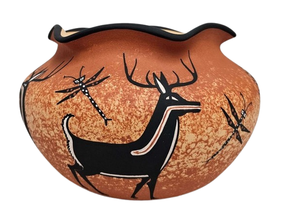 Zuni Made Fluted Bowl with Deer