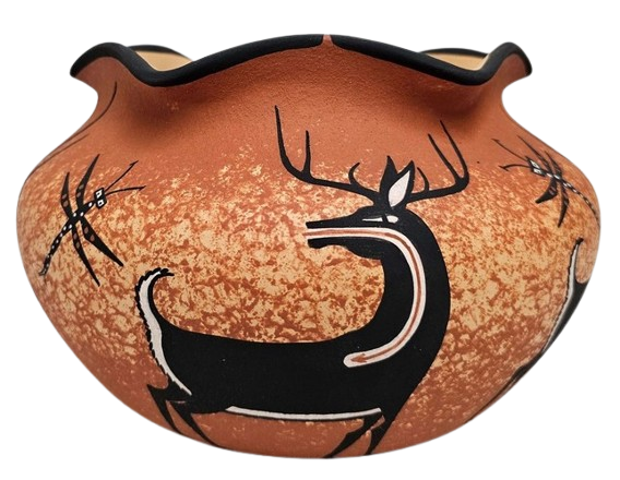 Zuni Made Fluted Bowl with Deer