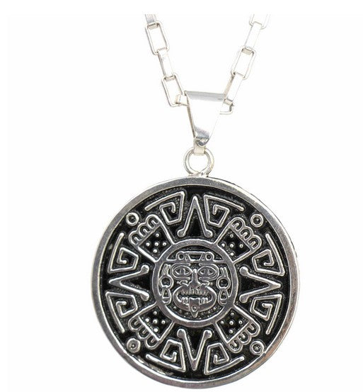Aztec Face Silver Pendant