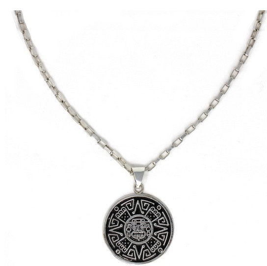 Aztec Face Silver Pendant