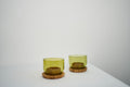Set of Two Upcycled Olive Green Votive Candle Holders