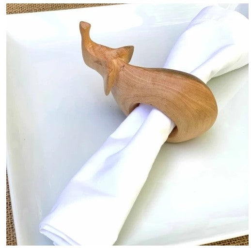 Elephant Mahogany Napkin Rings Set of 6