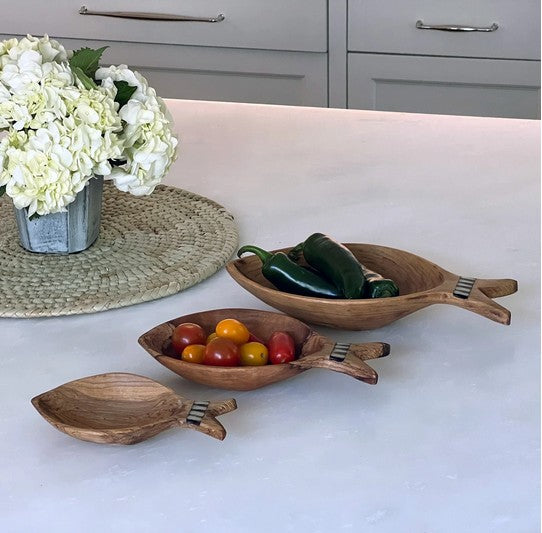 Olivewood Fish Bowl Set of 3