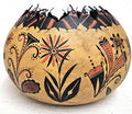 Quail and Floral Gourd Pot