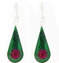 Pressed Pink Flower Tear Drop Earring