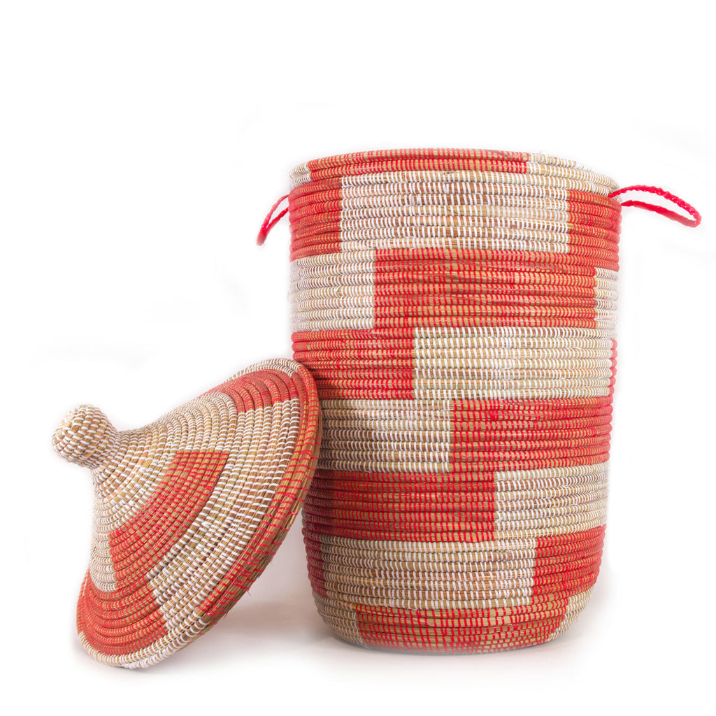 Red Geometric Hamper Basket