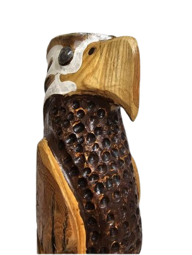 Painted Eagle and Bear Spirit Totem Sculpture