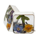 Pressed Mixed Flowers Square Stud Earrings