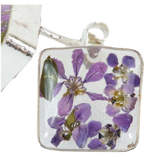 Pressed Purple Floral Stud Earrings