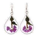 Pressed Acacia Flower Tear Drop Dangle Earrings