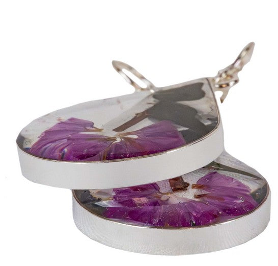 Pressed Acacia Flower Tear Drop Dangle Earrings