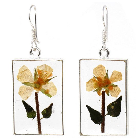 Pressed Yellow Flower Earrings