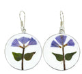 Pressed Purple Tree Dangle Earrings