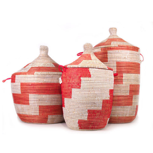 Red Geometric Hamper Basket