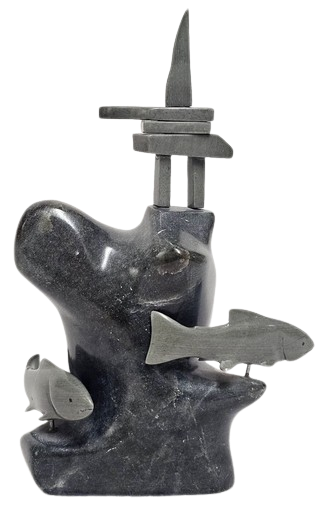 Native Alaskan Carved Shark Sculpture
