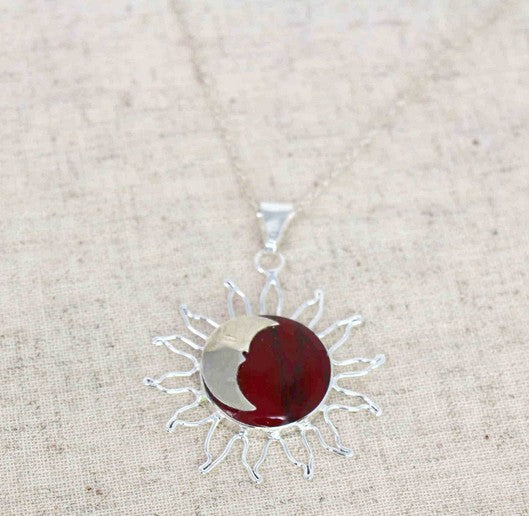 Sun and Moon Red Jasper Pendant