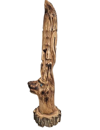 Eagle and Bear Spirit Totem Sculpture