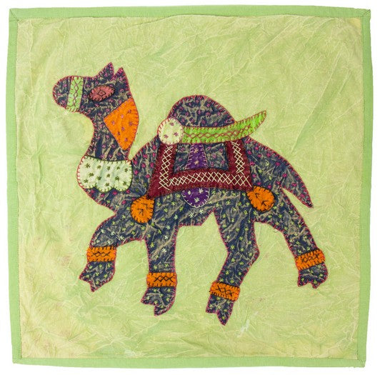Upcycle Camel Patchwork Pillow Case